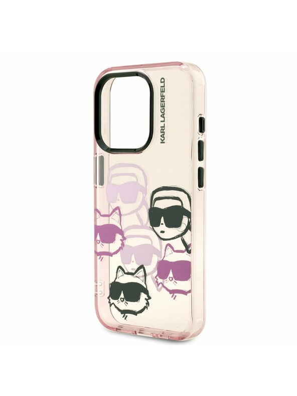 Karl Lagerfeld Karl Lagerfeld IML Multi K&CH Heads Rückseite Hülle für iPhone 15 Pro Max Pink