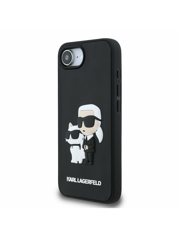 Karl Lagerfeld Karl Lagerfeld 3D Rubber Karl and Choupette Rückseite Hülle für iPhone 16e Black