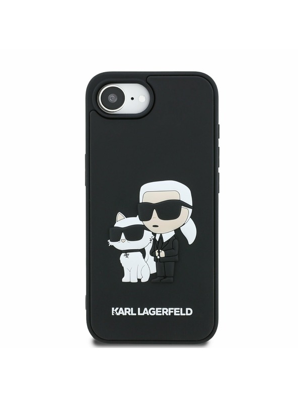Karl Lagerfeld Karl Lagerfeld 3D Rubber Karl and Choupette Rückseite Hülle für iPhone 16e Black