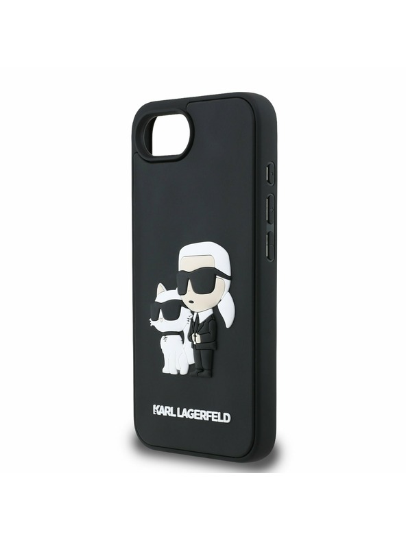 Karl Lagerfeld Karl Lagerfeld 3D Rubber Karl and Choupette Rückseite Hülle für iPhone 16e Black