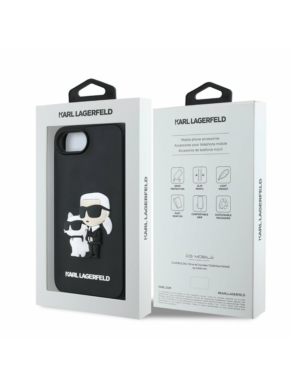 Karl Lagerfeld Karl Lagerfeld 3D Rubber Karl and Choupette Rückseite Hülle für iPhone 16e Black