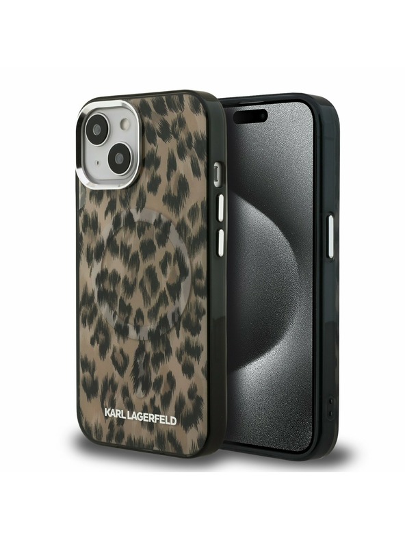 Karl Lagerfeld Karl Lagerfeld IML Leopard MagSafe Rückseite Hülle für iPhone 15 Brown