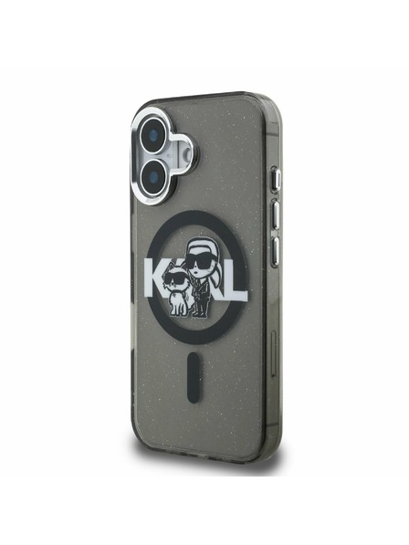 Karl Lagerfeld Karl Lagerfeld IML Glitter Karl and Choupette Sketch MagSafe Rückseite Hülle für iPhone 16 Black