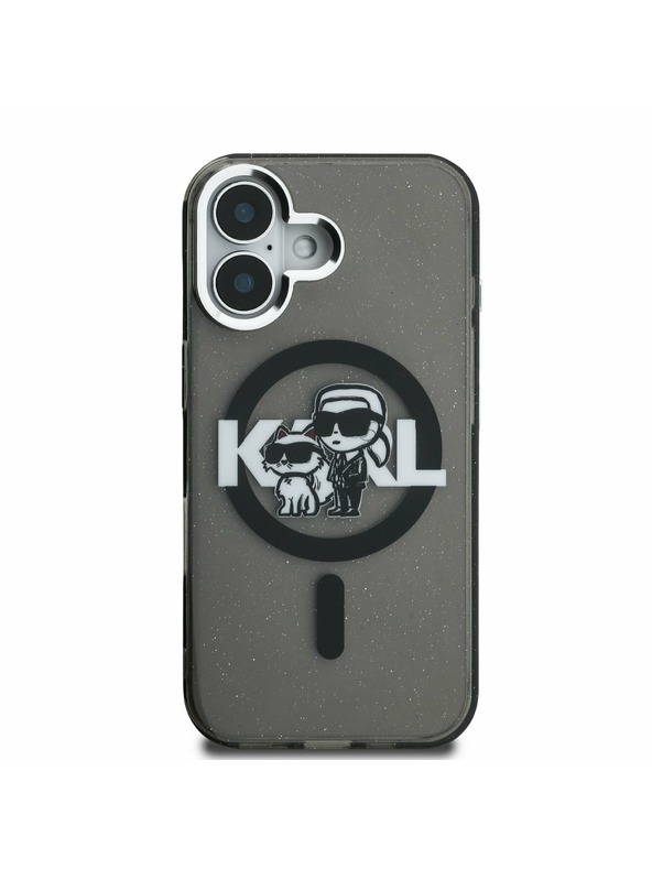 Karl Lagerfeld Karl Lagerfeld IML Glitter Karl and Choupette Sketch MagSafe Rückseite Hülle für iPhone 16 Black