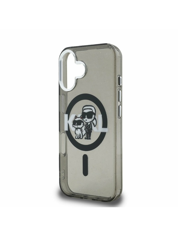 Karl Lagerfeld Karl Lagerfeld IML Glitter Karl and Choupette Sketch MagSafe Rückseite Hülle für iPhone 16 Black