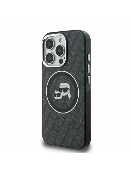 Karl Lagerfeld Karl Lagerfeld IML K&CH Heads Repeated Logo MagSafe Rückseite Hülle für iPhone 15 Pro Black