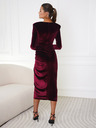 Edoti Midi-Kleid LIYA WELUR - dunkelrot