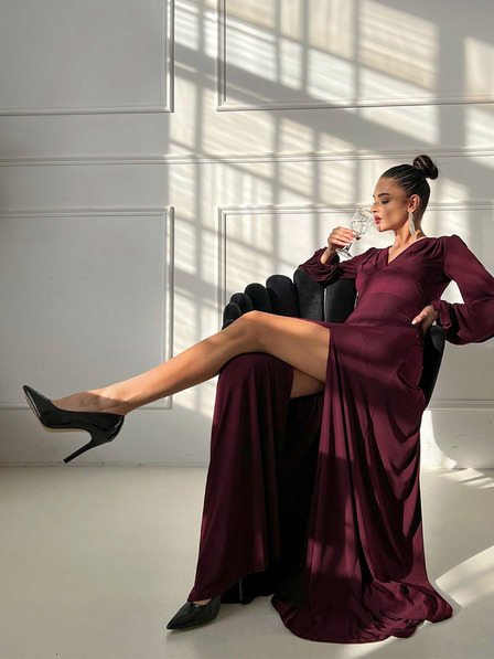 Edoti PATRICIA Maxi-Kleid - weinrot