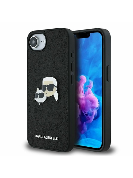 Karl Lagerfeld Karl Lagerfeld Fixed Glitter Metall K&CH Rückseite für iPhone 16e Schwarz