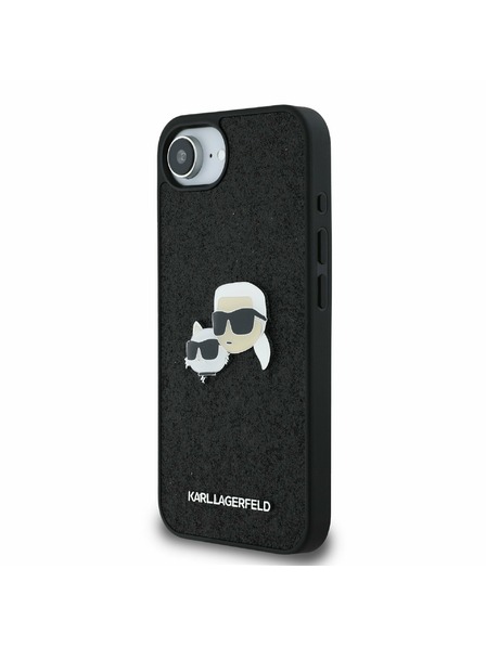 Karl Lagerfeld Karl Lagerfeld Fixed Glitter Metall K&CH Rückseite für iPhone 16e Schwarz