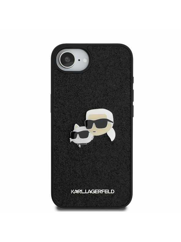 Karl Lagerfeld Karl Lagerfeld Fixed Glitter Metall K&CH Rückseite für iPhone 16e Schwarz