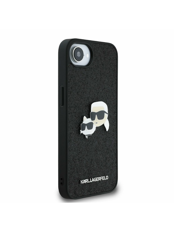 Karl Lagerfeld Karl Lagerfeld Fixed Glitter Metall K&CH Rückseite für iPhone 16e Schwarz