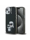 Karl Lagerfeld Karl Lagerfeld IML Aquarell Karl and Choupette Rückseite für iPhone 15 Schwarz