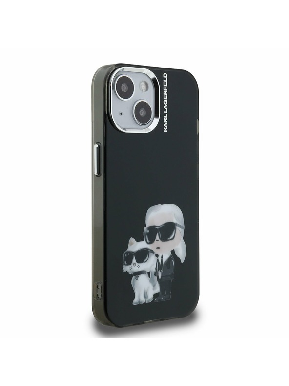 Karl Lagerfeld Karl Lagerfeld IML Aquarell Karl and Choupette Rückseite für iPhone 15 Schwarz