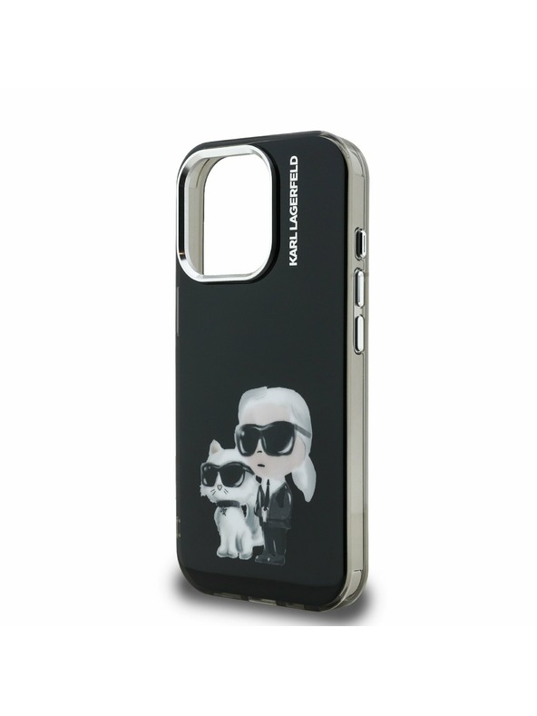 Karl Lagerfeld Karl Lagerfeld IML Aquarell Karl and Choupette Rückseite für iPhone 15 Pro Schwarz