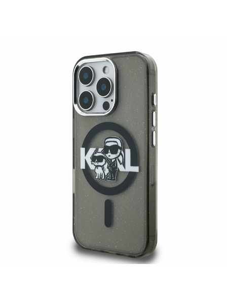 Karl Lagerfeld Karl Lagerfeld IML Glitter Karl and Choupette Sketch MagSafe Rückseite für iPhone 16 Pro Schwarz