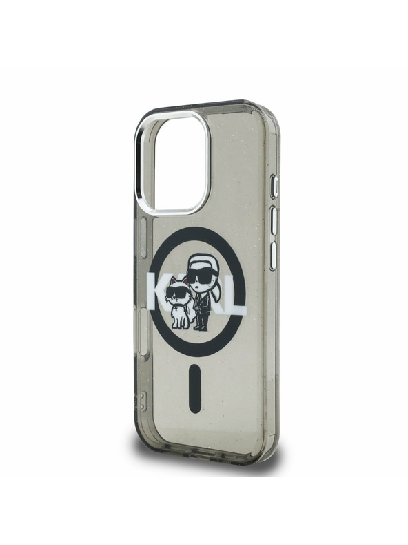 Karl Lagerfeld Karl Lagerfeld IML Glitter Karl and Choupette Sketch MagSafe Rückseite für iPhone 16 Pro Schwarz