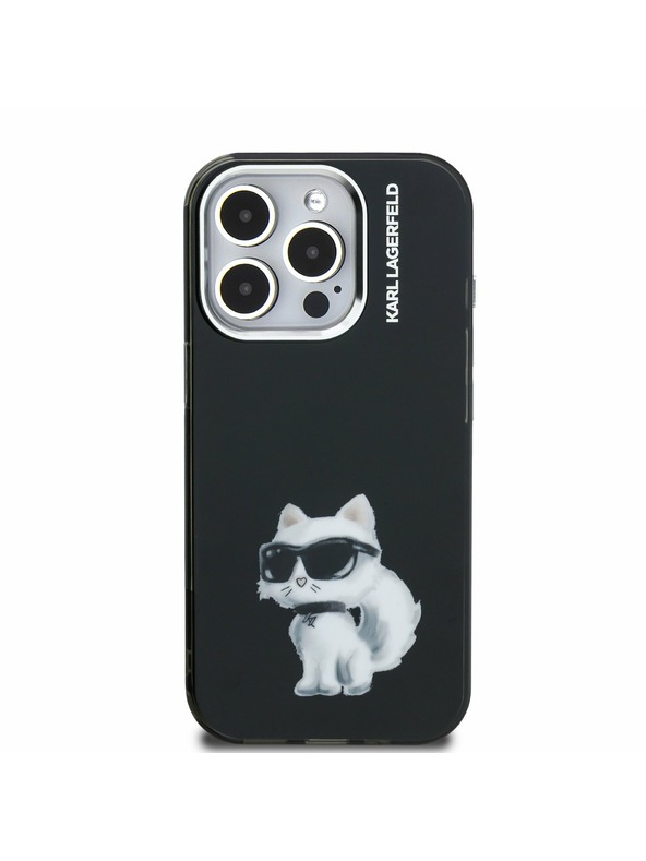 Karl Lagerfeld Karl Lagerfeld IML Aquarell Choupette Rückseite für iPhone 15 Pro Schwarz