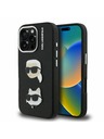 Karl Lagerfeld Karl Lagerfeld Genarbtes PU K&CH Köpfe Rückseite für iPhone 16 Pro Max Schwarz