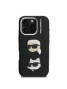 Karl Lagerfeld Karl Lagerfeld Genarbtes PU K&CH Köpfe Rückseite für iPhone 16 Pro Max Schwarz