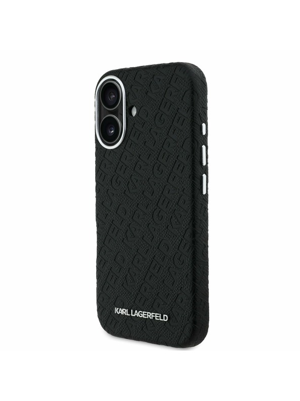 Karl Lagerfeld Karl Lagerfeld Genarbtes PU Wiederholtes Logo MagSafe Rückseite für iPhone 16 Schwarz