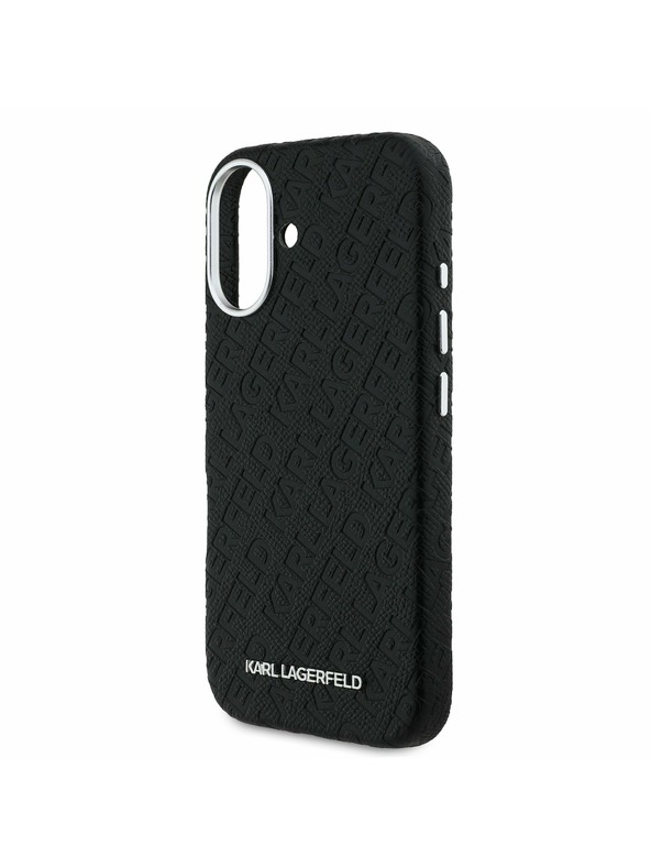 Karl Lagerfeld Karl Lagerfeld Genarbtes PU Wiederholtes Logo MagSafe Rückseite für iPhone 16 Schwarz