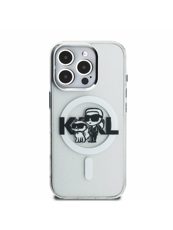 Karl Lagerfeld Karl Lagerfeld IML Glitter Karl and Choupette Sketch MagSafe Rückseite für iPhone 16 Pro Max Transparent