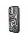 Karl Lagerfeld Karl Lagerfeld Liquid Glitter Scattered Choupette Rückseite für iPhone 16 Schwarz