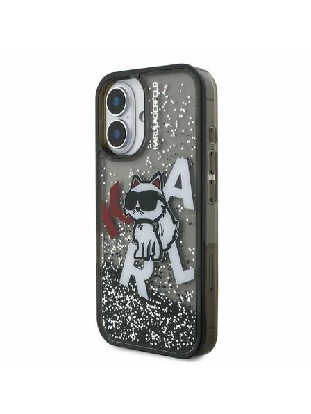 Karl Lagerfeld Karl Lagerfeld Liquid Glitter Scattered Choupette Rückseite für iPhone 16 Schwarz