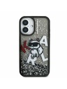 Karl Lagerfeld Karl Lagerfeld Liquid Glitter Scattered Choupette Rückseite für iPhone 16 Schwarz
