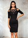 Edoti Damen-Minikleid mit dekolletem Ausschnitt und freien Schultern - Schwarz