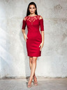 Edoti Damen-Minikleid mit dekolletem Ausschnitt und freien Schultern - Rot