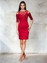 Edoti Damen-Minikleid mit dekolletem Ausschnitt und freien Schultern - Rot