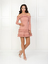 Edoti Damen-Minikleid mit Volants und langen Ärmeln - Pfirsichfarben