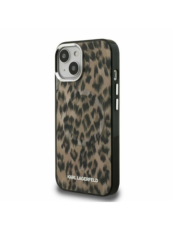 Karl Lagerfeld Karl Lagerfeld IML Leopard MagSafe Rückseite Hülle für iPhone 15 Brown