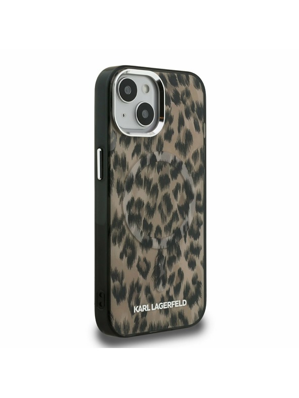 Karl Lagerfeld Karl Lagerfeld IML Leopard MagSafe Rückseite Hülle für iPhone 15 Brown