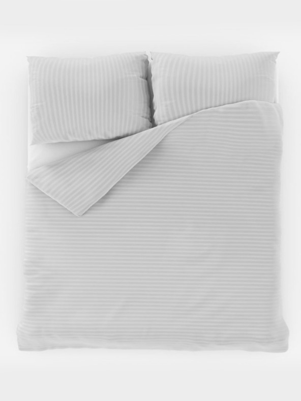 Kvalitex Französische Satin-Bettwäsche mit Streifen 1+2, 240x200, 70x90cm WEISS