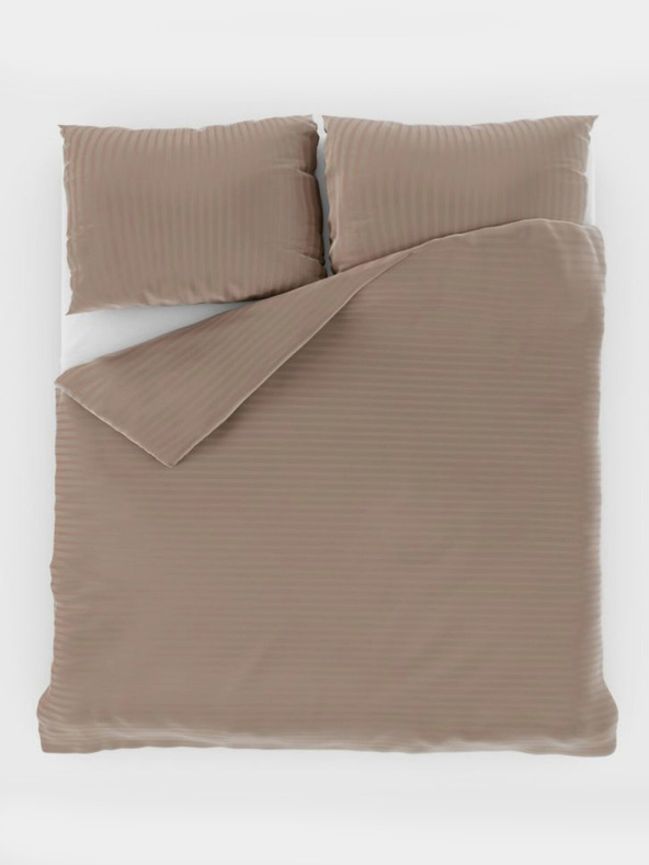 Kvalitex Französisches Satin-Bettwäsche-Set mit Streifen 1+2, 200x200, 70x90cm beige Qualitex