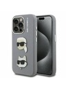 Karl Lagerfeld Karl Lagerfeld Genarbte PU K&CH Heads Rückseite Hülle für iPhone 15 Pro Grau