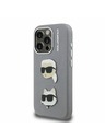 Karl Lagerfeld Karl Lagerfeld Genarbte PU K&CH Heads Rückseite Hülle für iPhone 15 Pro Grau