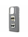 Karl Lagerfeld Karl Lagerfeld Genarbte PU K&CH Heads Rückseite Hülle für iPhone 15 Pro Grau
