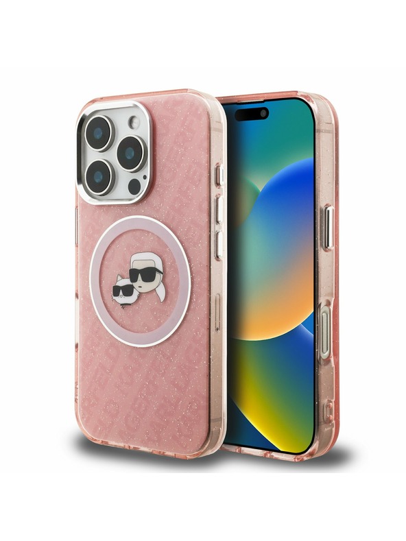 Karl Lagerfeld Karl Lagerfeld IML K&CH Heads Repeated Logo MagSafe Rückseite Hülle für iPhone 16 Pro Pink