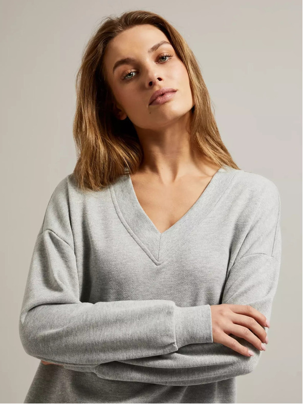 Moodo Damen-Sweatshirt grau meliert