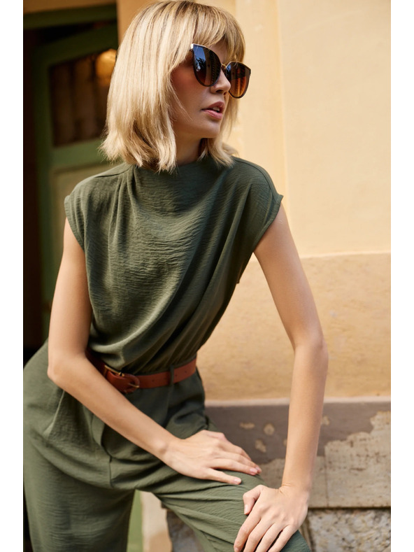 Moodo Khaki Overall mit Gürtel