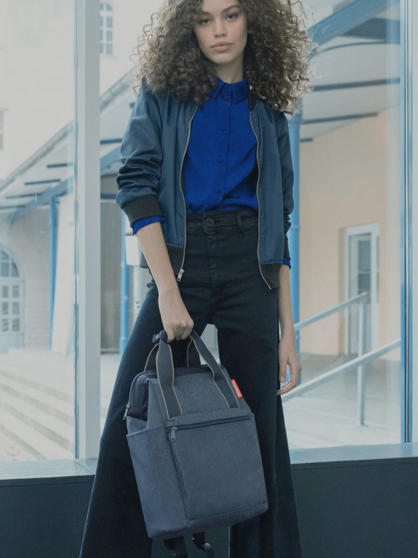 Reisenthel Dunkelblauer Jeans-Rucksack und Tasche 2-in-1 Reisenthel Allrounder R Herringbone Dark Blue