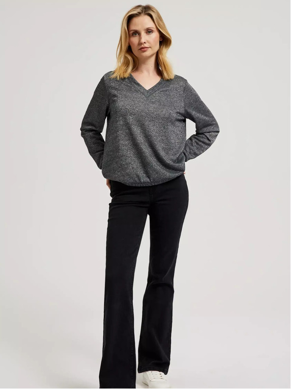 Moodo Damen-Pullover - grau meliert