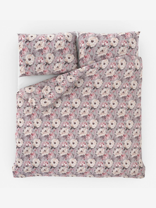 Kvalitex Französische Krepp-Bettwäsche 200x200, 70x90cm Ester grau Kvalitex