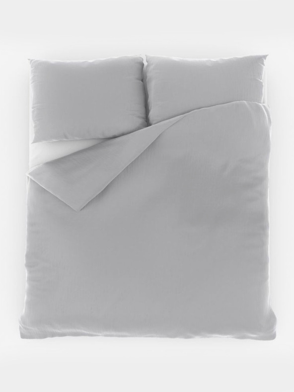 Kvalitex Französische Musselin-Bettwäsche 240x220, 70x90cm hellgrau Kvalitex