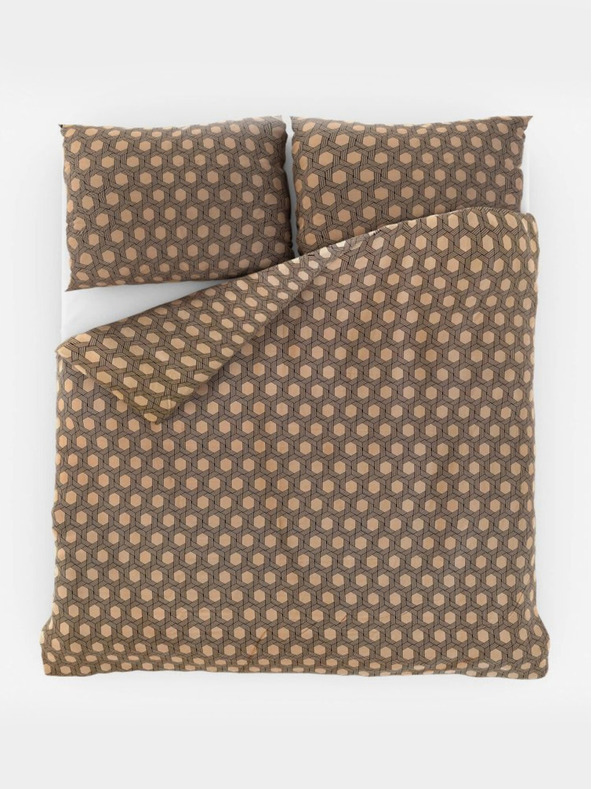 Kvalitex Satin Französische Bettwäsche Luxury Collection 1+2, 200x200, 70x90cm Carero Beige Kvalitex