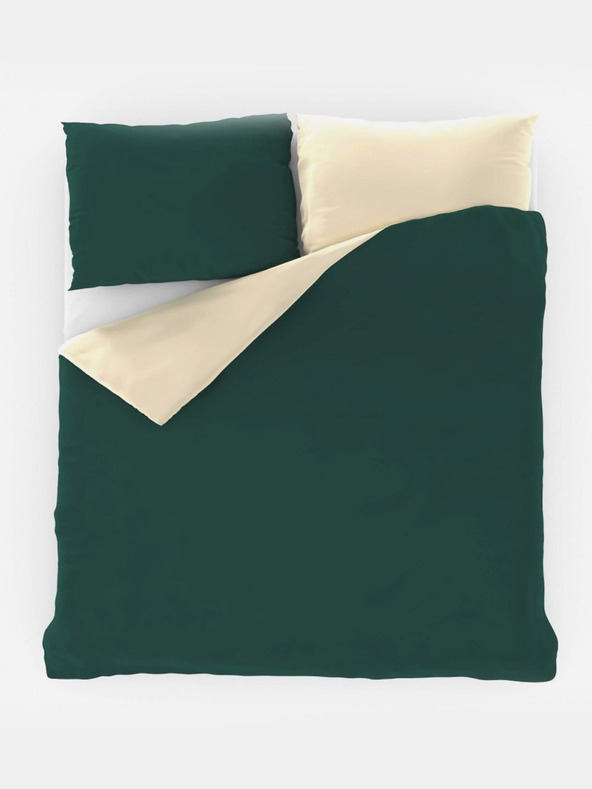 Kvalitex Satin French Extended Bedding LUXURY COLLECTION 1+2, 240x220, 70x90cm dark green / cream